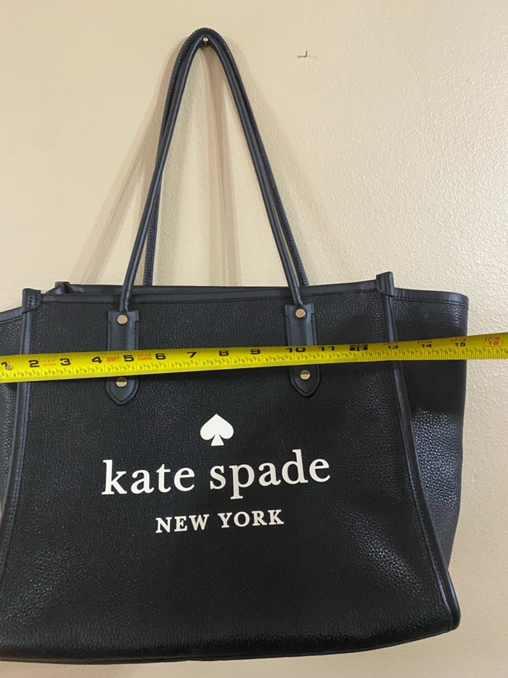 Kate Spade black leather logo tote bag - Picture 4 of 9